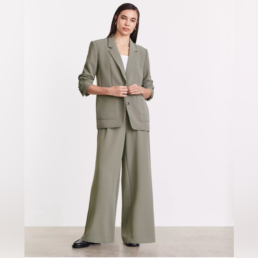 Loft Versa Crepe Drape Oversized Blazer | 8 | cool sage